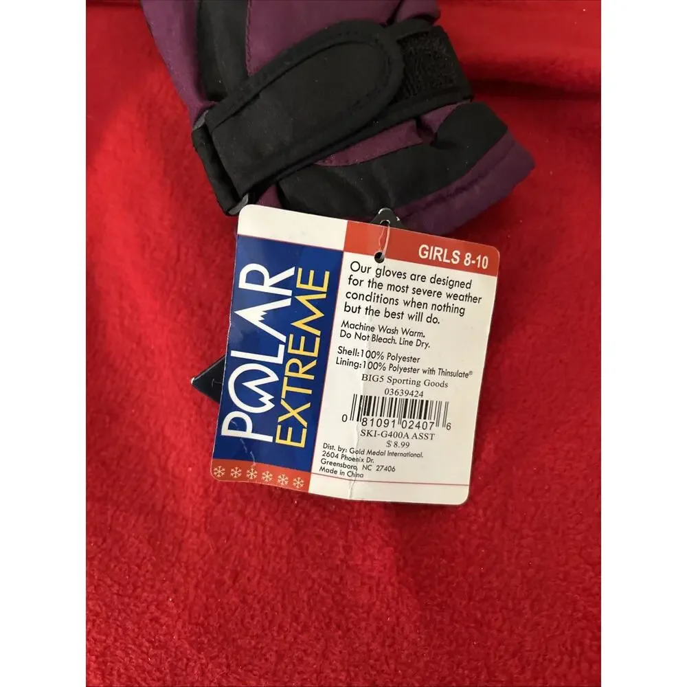 Girls Polar Extreme Thins are Insulation Gloves NWT Size 8-10 Purple